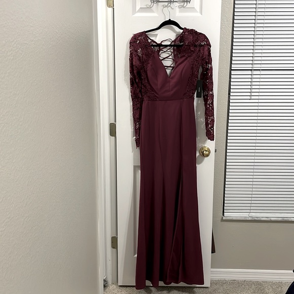 Lulus falling in plum purple lace up backless maxi dress - Picture 5 of 7